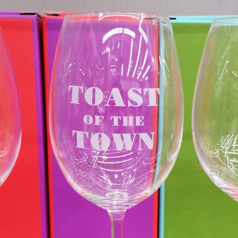 NWT Kate Spade Etched Crystal Wine Glasses(Set 4) - Picture 3 of 8